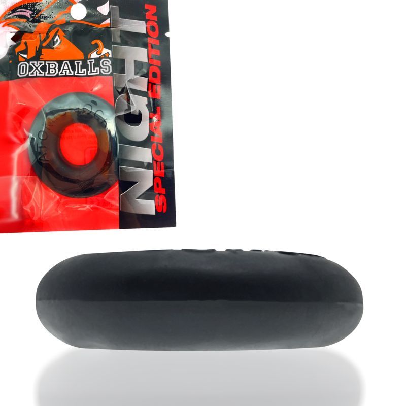 Donut 2 Cockring Large Night 5x Stretch Silicone Adult Sex Toy Black One Size Cockrings