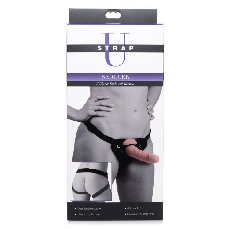 Seducer 7 Inch Silicone Dildo with Harness in Flesh Color > Dildos > Strap On Harnesses