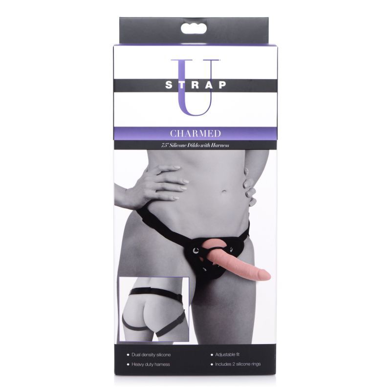 Charmed 7.5 Inch Silicone Dildo with Harness in Flesh Color > Dildos > Strap On Harnesses