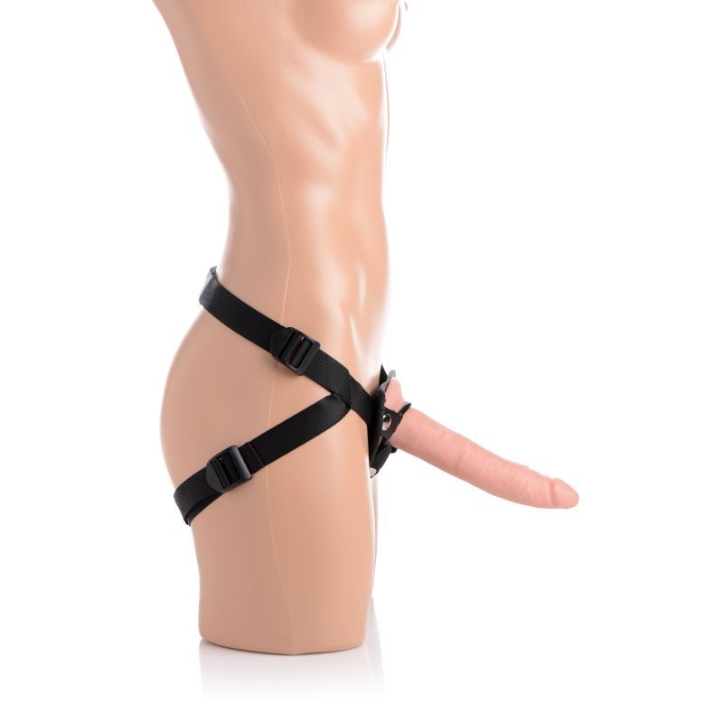 Charmed 7.5 Inch Silicone Dildo with Harness in Flesh Color Harnesses & Strap-Ons
