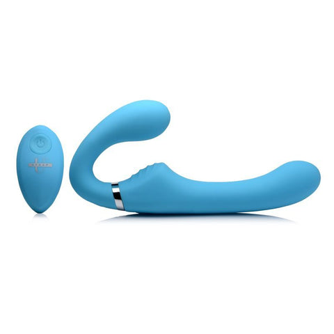 Mighty Rider 10X Strapless Strap-On Blue with Remote Control