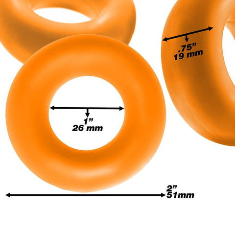 Fat Willy 3 Pc Jumbo Cockrings Orange COCK RING Set