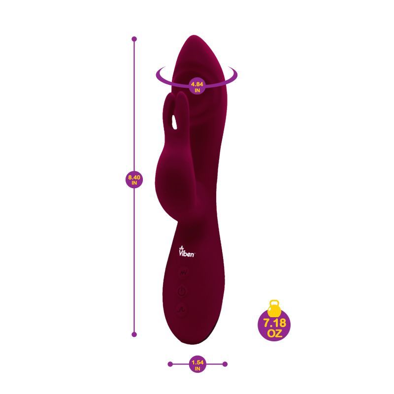Viben Pzazz Rechargeable Thumping Rabbit Ruby Adult Sex Toy VIBRATORS-RABBIT