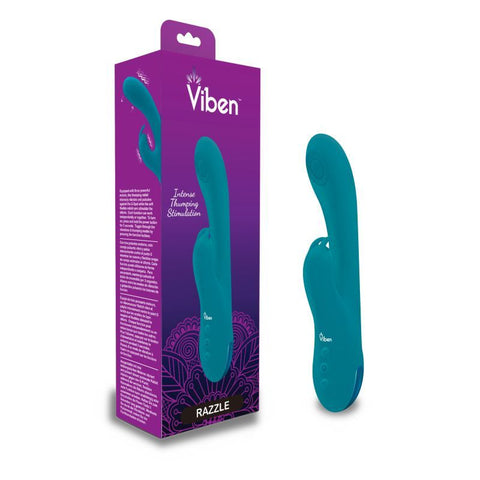 Viben Razzle Rechargeable Thumping Rabbit Ocean Adult Sex Toy VIBRATORS-RABBIT