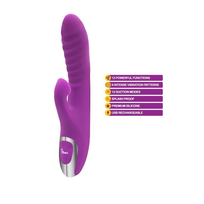 Viben Frenzy Suction Rabbit Vibe in Berry VIBRATORS-RABBIT