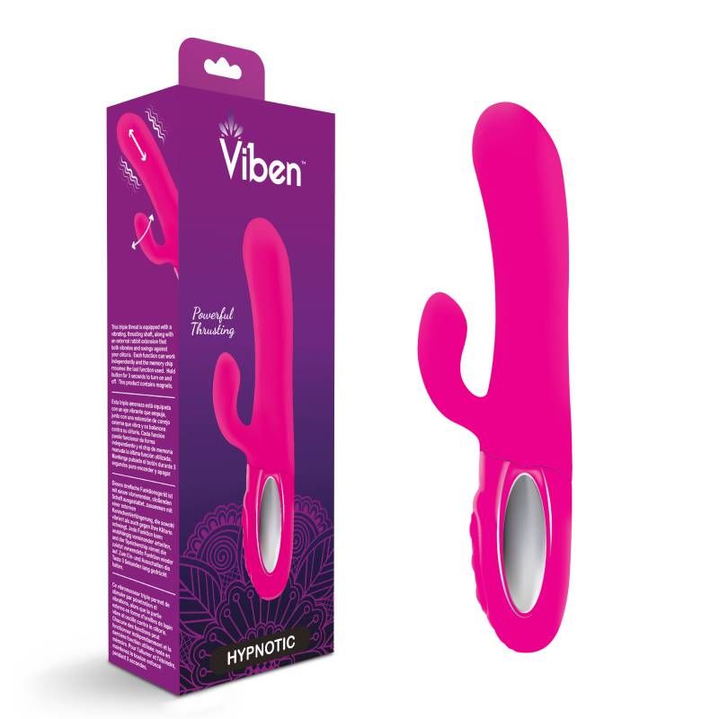 Viben Hypnotic Thrusting Rabbit Vibrator with Swinging Clitoral Stimulator in Hot Pink Pink VIBRATORS-RABBIT