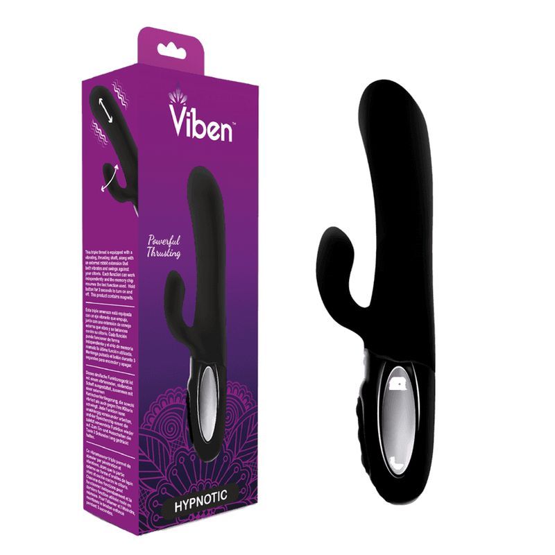 Viben Hypnotic Thrusting Rabbit Vibe with Swinging Clit Stimulator in Black VIBRATORS-RABBIT