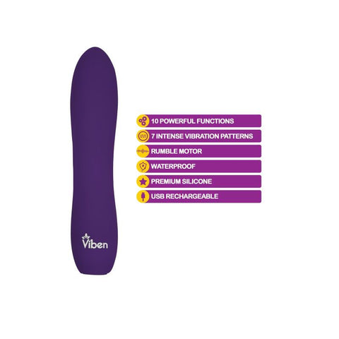 Viben Vivacious Rumble Motor Rechargeable Bullet Vibrator Violet BULLETS
