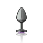 Cheeky Charms Gunmetal Round Butt Plug with Purple Jewel Medium > Anal Range > Jewel Butt Plugs