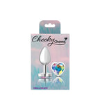 Cheeky Charms Silver Metal Butt Plug with Heart Clear Jewel Small > Anal Range > Jewel Butt Plugs
