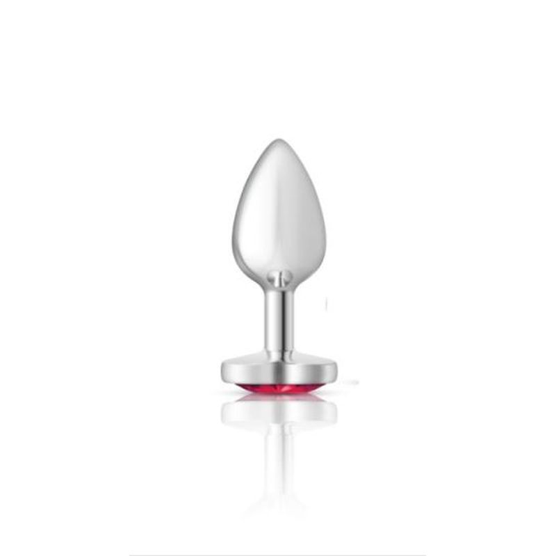 Cheeky Charms Silver Metal Butt Plug with Heart Pink Jewel Small Pink > Anal Range > Jewel Butt Plugs