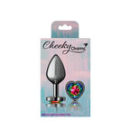 Cheeky Charms Gunmetal Medium Butt Plug with Heart Rainbow Jewel > Anal Range > Jewel Butt Plugs