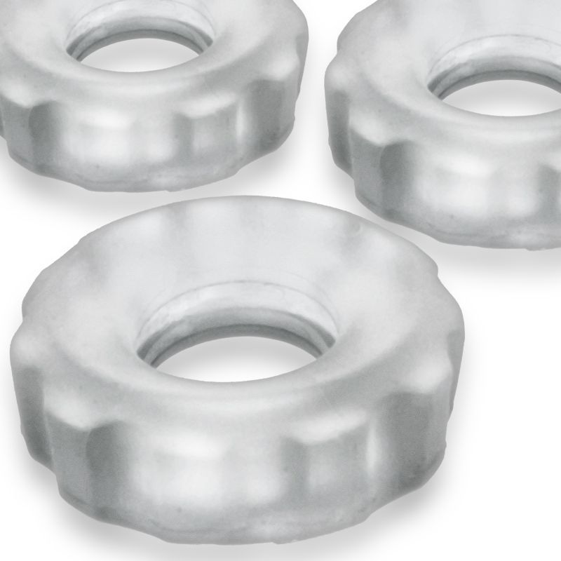 Super Hunkyjunk Three Piece Cockrings Clear Ice COCK RING Set