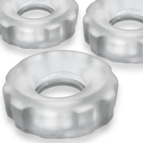 Super Hunkyjunk Three Piece Cockrings Clear Ice COCK RING Set