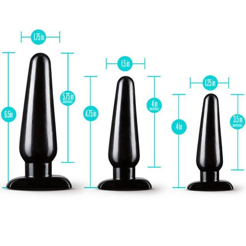 Anal Adventures 3 Pc Basic Plug Kit Black > Anal Range > Butt Plug Kits