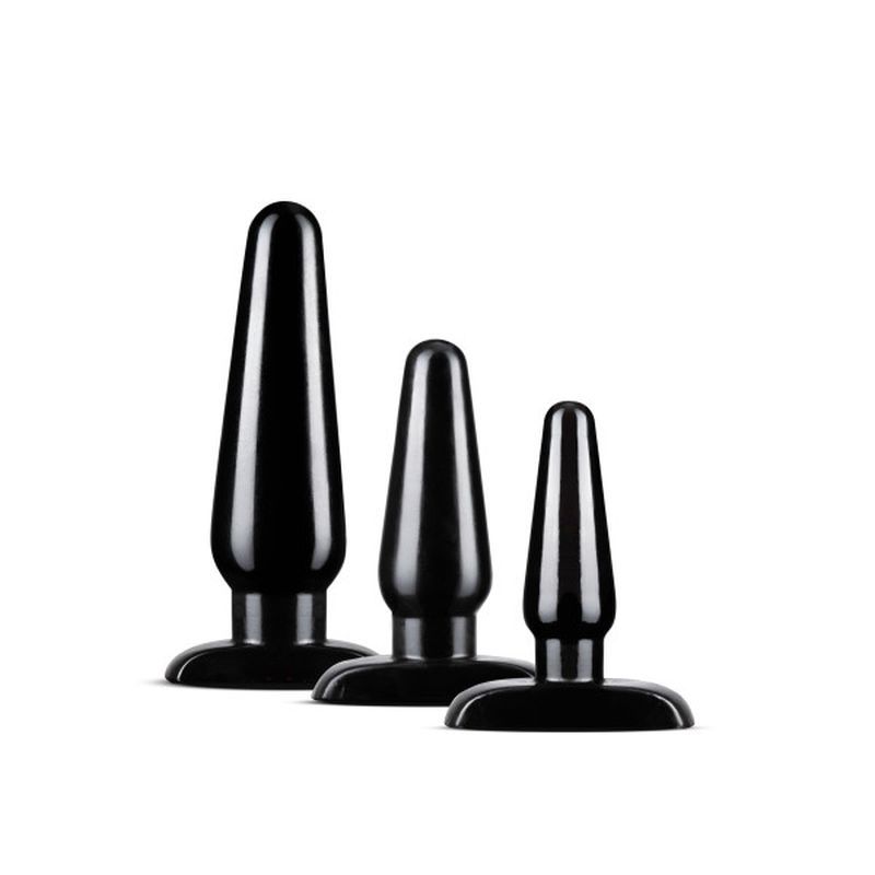 Anal Adventures 3 Pc Basic Plug Kit (Black) – Beginner 4 Inch and Medium > Anal Range > Butt Plug Kits