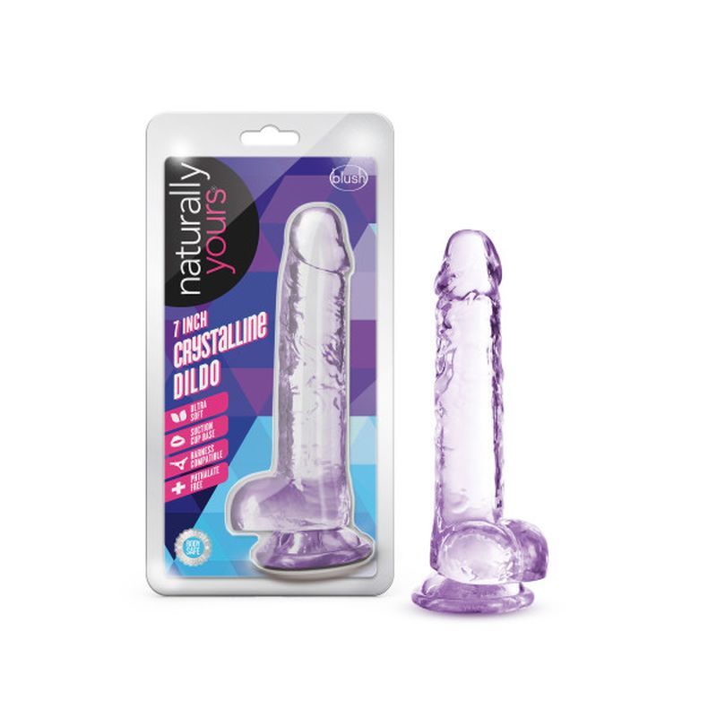 Naturally Yours 7 Inch Crystaline Dildo Amethyst Purple DONGS