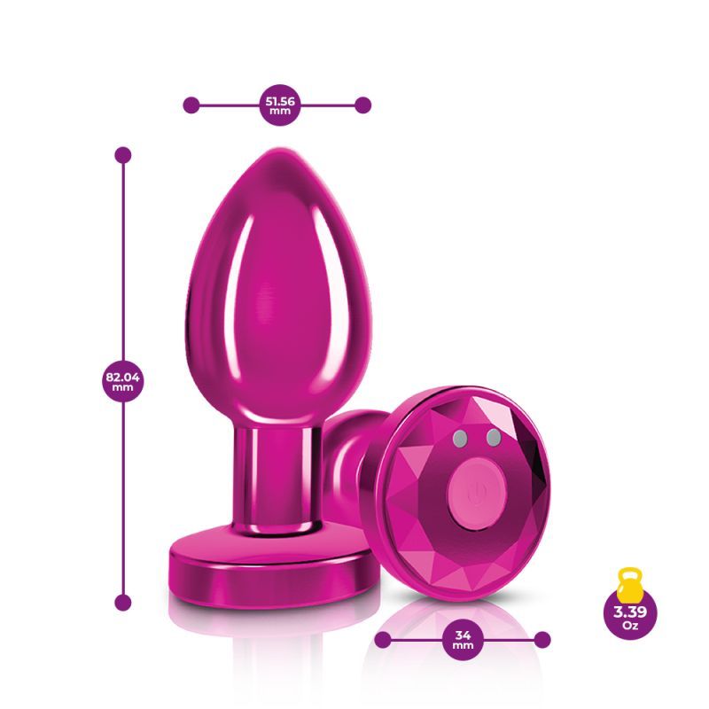 Cheeky Charms Pink Rechargeable Vibrating Metal Butt Plug Remote Medium Butt Plugs - Vibrating
