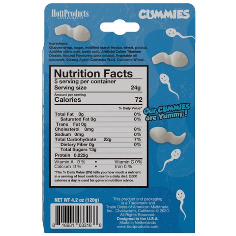 Cummies Pina Colada Sperm Shaped Gummies – Flavored Edible Candy Party Supplies