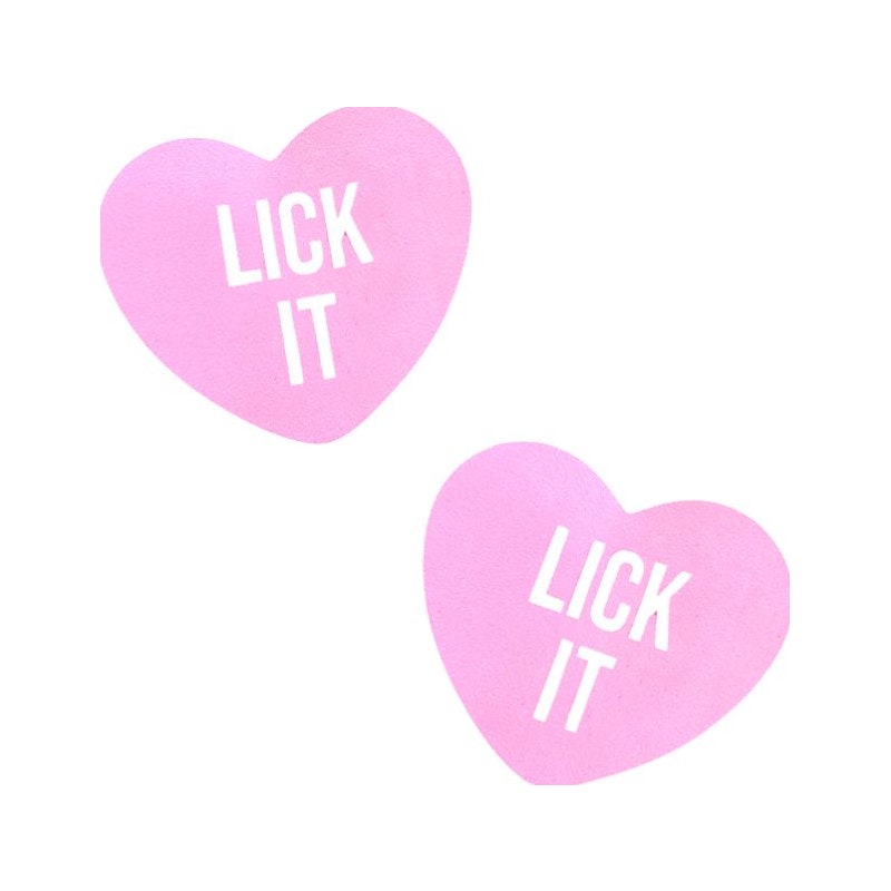 Lick It Love Heart Pasties for Raves Parties and Intimate Moments Pink Pasties