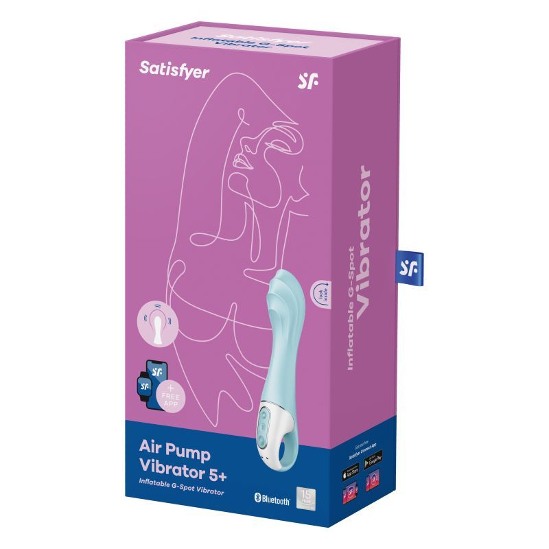 Satisfyer Air Pump Vibrator 5+ Blue 15mm Inflatable Shaft > Sex Toys For Ladies > G-Spot Vibrators