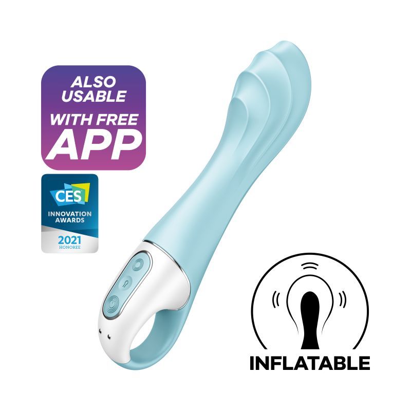 Satisfyer Air Pump Vibrator 5+ Blue 15mm Inflatable Shaft > Sex Toys For Ladies > G-Spot Vibrators