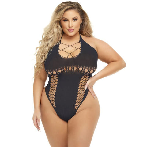 Hot Too Handle Queen Size Black Bodysuit Nylon Spandex > Clothes > Plus Size Lingerie