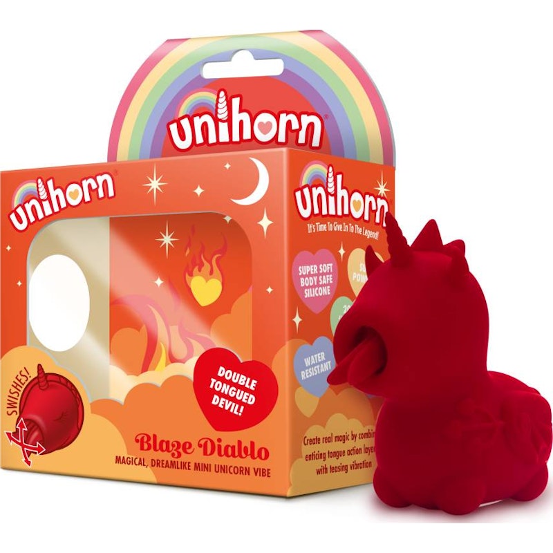 Unihorn Blaze Diablo Fork Tongue Massager Red Red Suction Stimulator