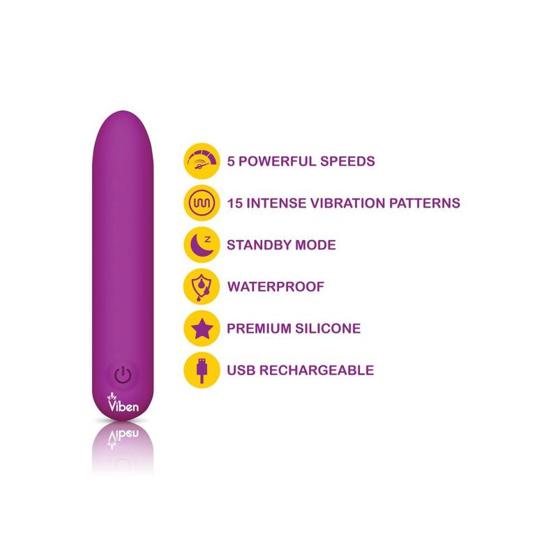 Bombshell 5 Speed 9.5cm USB Mighty Bullet Vibrator Berry > Vibrators > Mini Vibrators