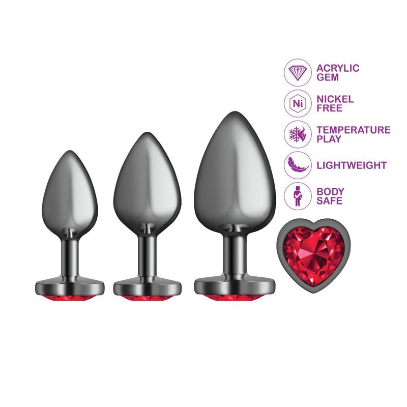 Viben Red Heart Gem Anal Trainer Kit with Three Sizes > Anal Range > Butt Plug Kits