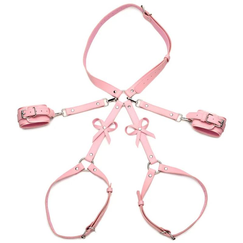 Bondage Harness with Bows (Pink) – Medium/Large Vegan Faux Leather Harness > Clothes > Womens Harnesses