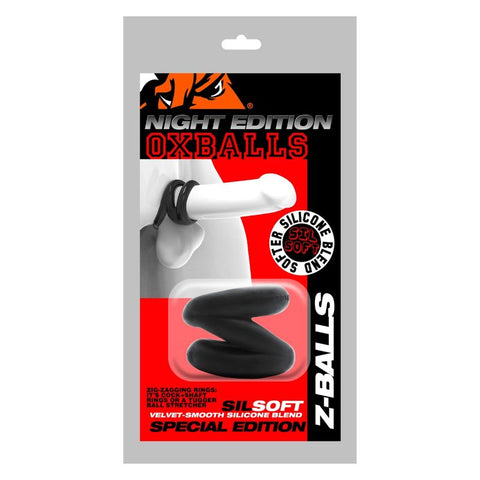 Z Balls Zig Zag Cock Ring and Ball Stretcher Night Edition Cockrings