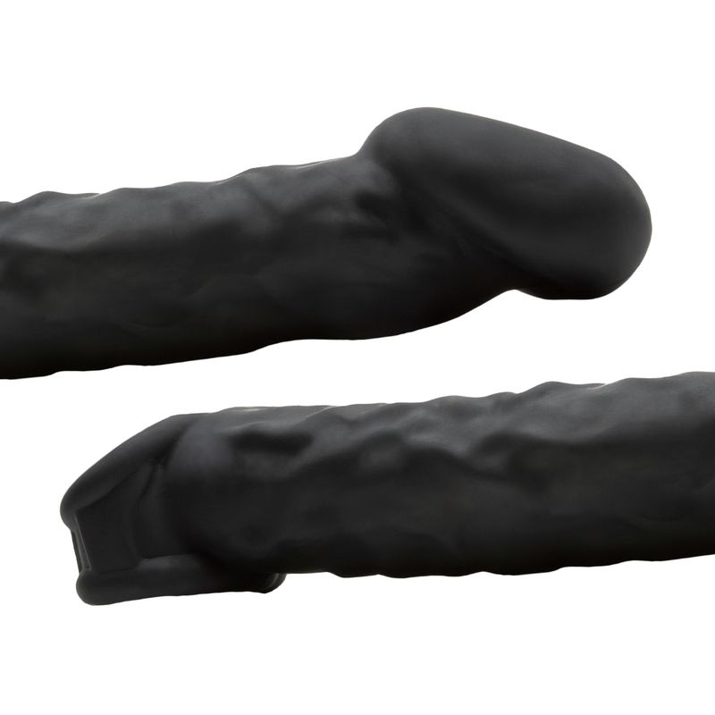 Muscle Ripped Inner Ribbed Velvet-Smooth Night 9.25 Inch Cock Sheath Penis Extension & Sleeves