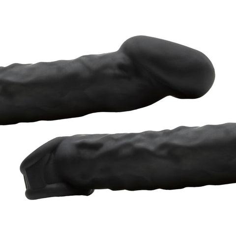 Muscle Ripped Inner Ribbed Velvet-Smooth Night 9.25 Inch Cock Sheath Penis Extension & Sleeves