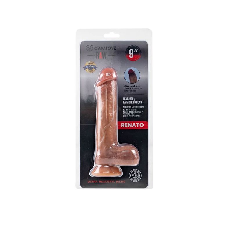 Raw Ultra Realistic Brown 9" Dildo Bendable Suction Mount Toy > Dildos > Large Dildos