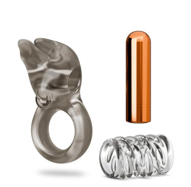 Stay Hard Vibrating Cock Ring Set With Textured Sleeve – Vibrating Cock Ring Set > Cock Ring > Vibrating