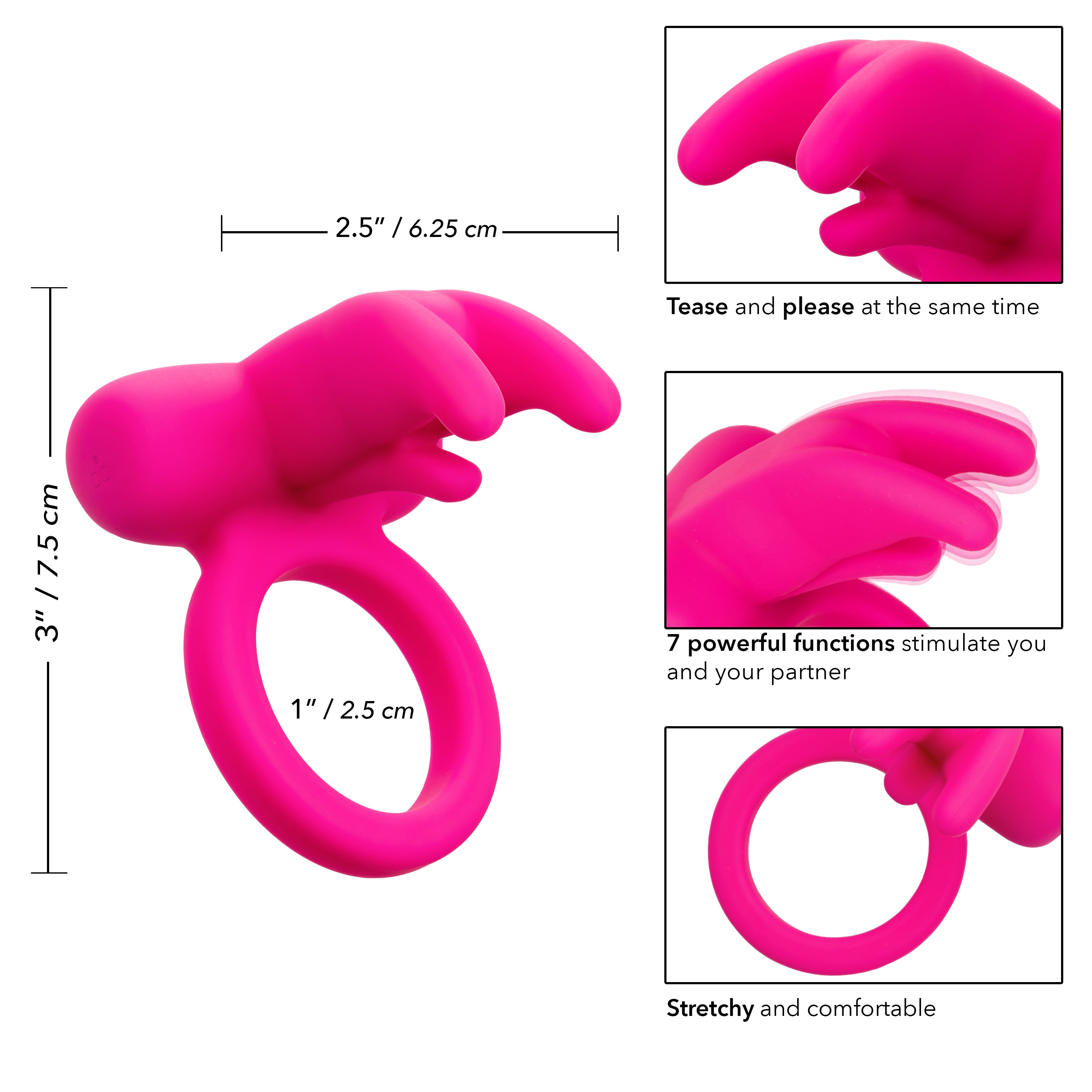 Silicone Rechargeable Triple Clit Flicker Vibrating Ring Cock Rings Vibrating