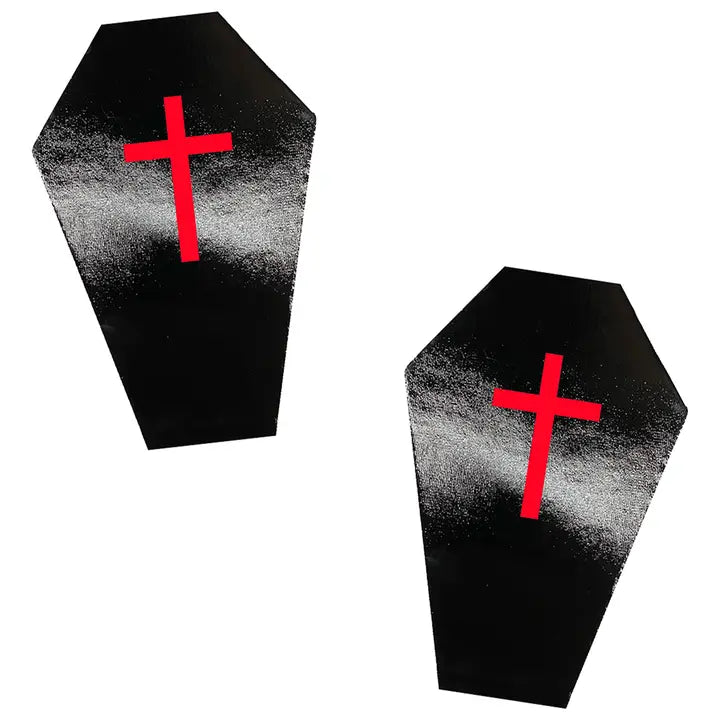 Dom Squad Wet Vinyl Coffin Nipple Cover Pasties – Set of 2 Pasties > Clothes > Pasties