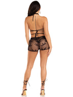 Mary Jane Wrap Around Bra Top and Boy Shorts Lingerie Set Black > Clothes > Lingerie Sets