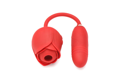 Bloomgasm Romping Rose Thrusting and Suction Vibrator Red Rose Stimulators