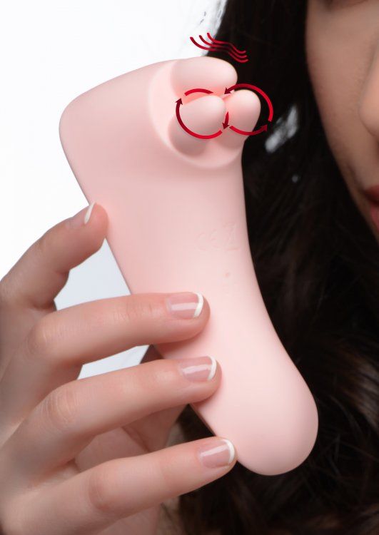 Rechargeable Pink Clitoral Vibrator with Three Sensual Ticklers STIMULATORS