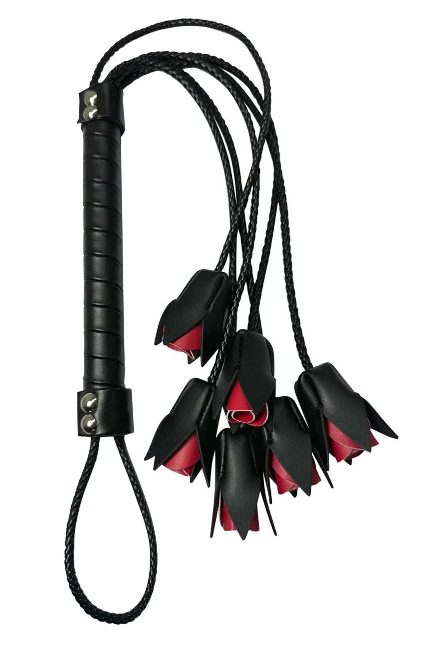 Rose Whip (Black) – Premium Faux Leather Whip Black > Bondage Gear > Whips & Floggers Main image