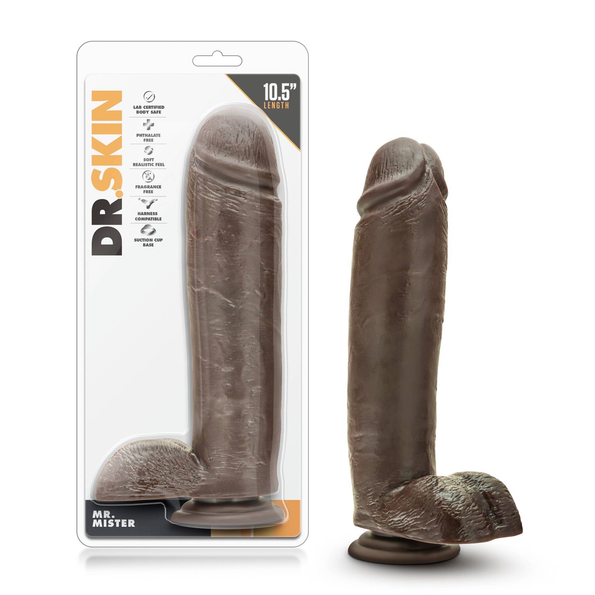 Dr Skin Mr Mister 10.5 Inch Chocolate Dildo with Suction Cup Dongs Realistic