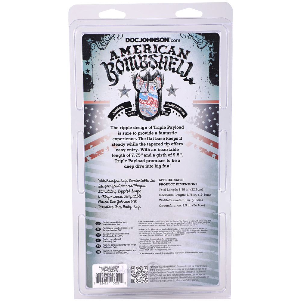 American Bombshell Triple Payload – 7.75 Inch Rippled Butt Plug > Anal Range > Oversized Anal Toys