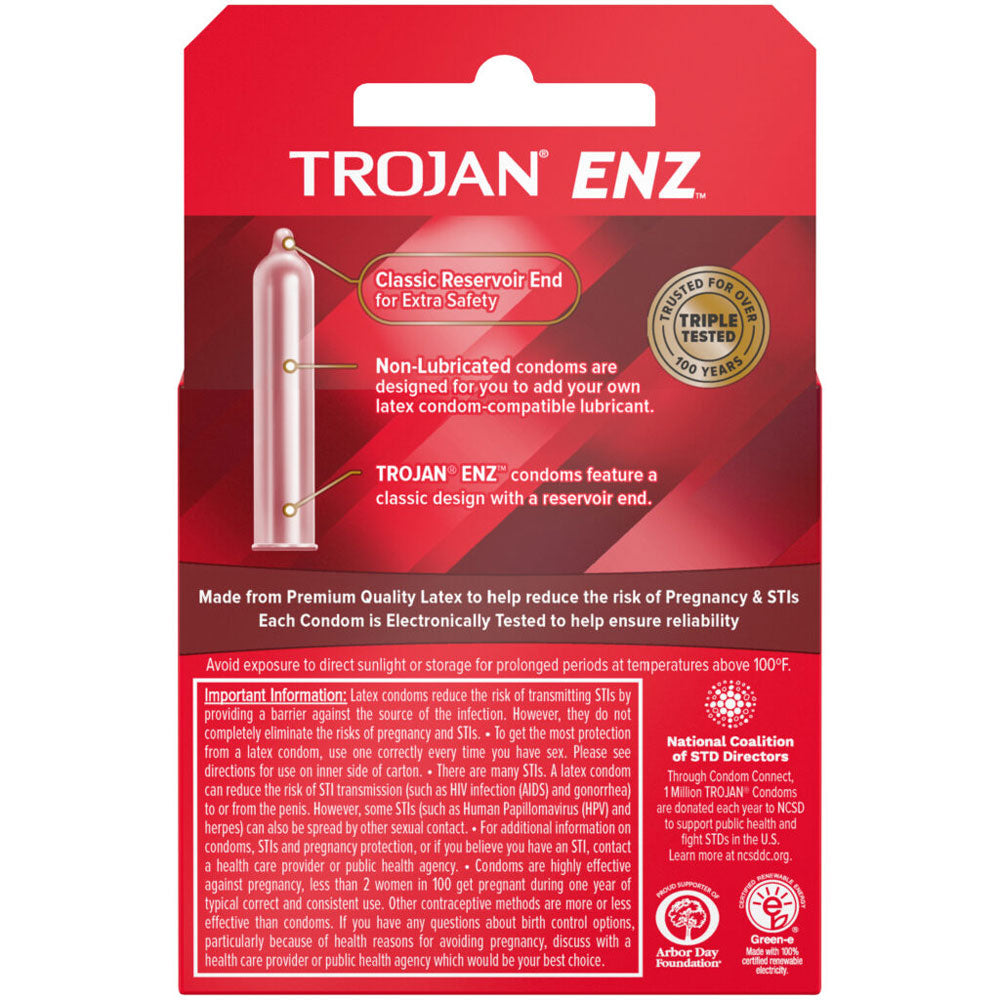 Trojan Enz Non-Lubricated Latex Condoms 3 Pack Adult Intimacy Condoms