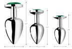 Emerald Gem Chrome Plated Steel Anal Plug Set > Anal Range > Jewel Butt Plugs