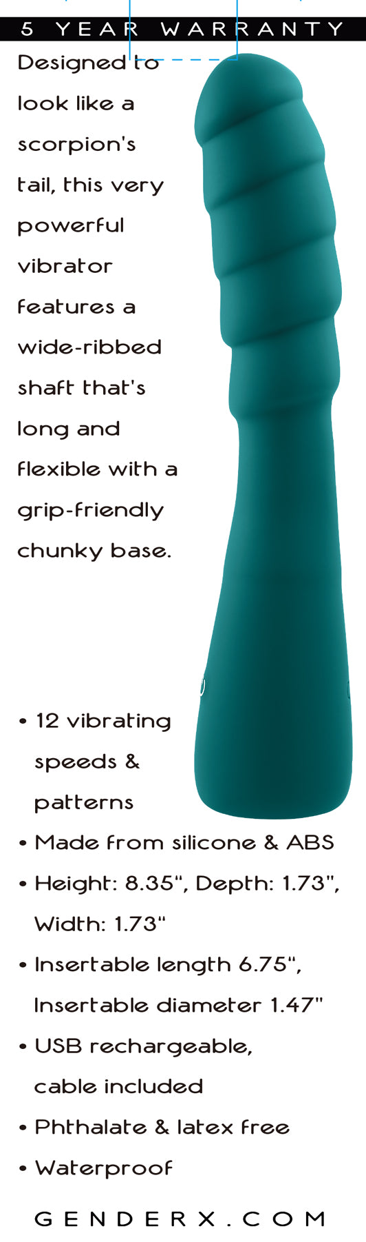 Gender X SCORPION Vibrator 21.2 cm Long Ribbed Design Vibrators