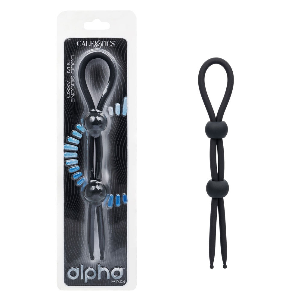 Alpha Liquid Silicone Dual Lasso (Black) – Adjustable Cock Ring > Cock Ring > Adjustable