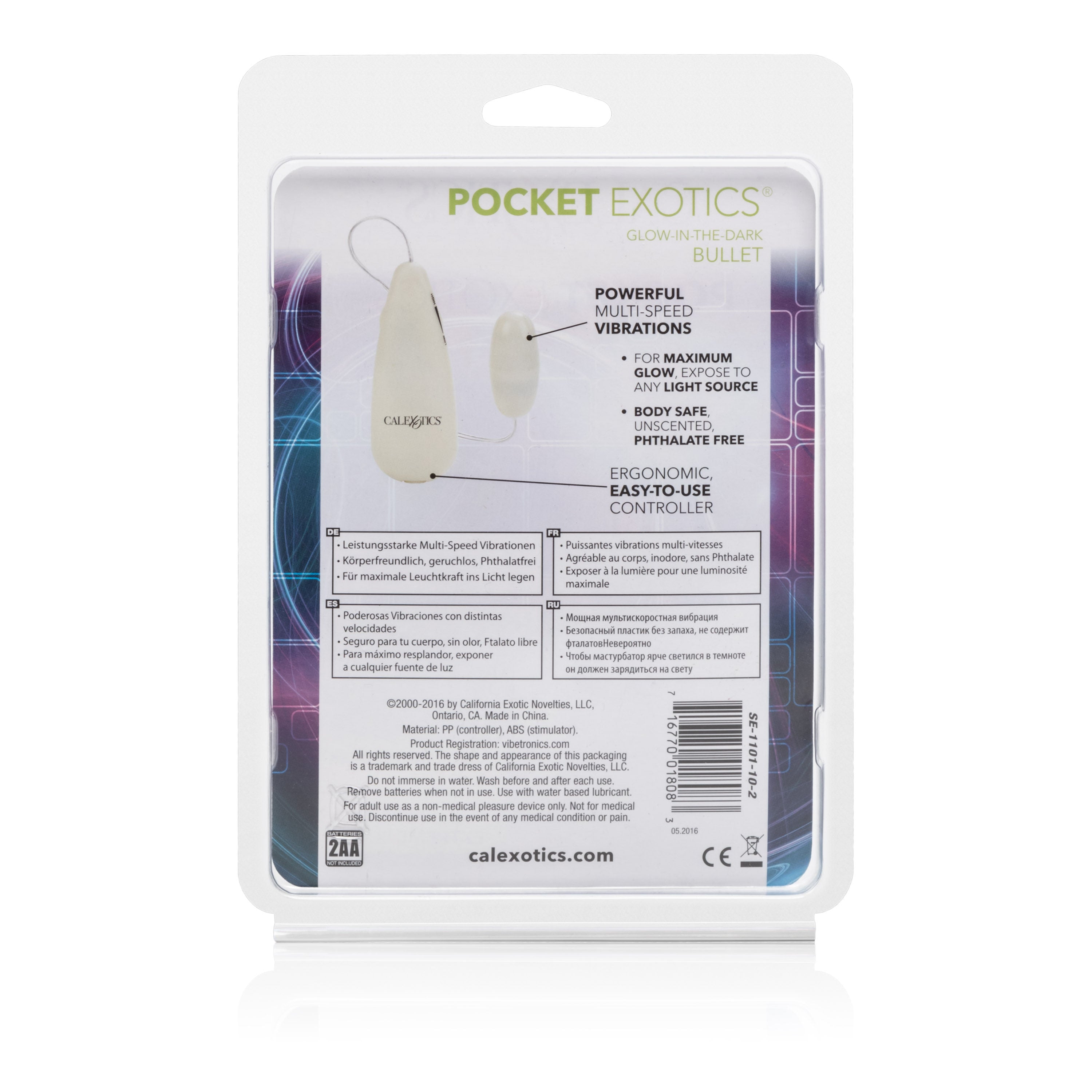 Glow in the Dark Pocket Exotics Vibrating Clitoral Bullet Vibrator BULLETS & EGGS