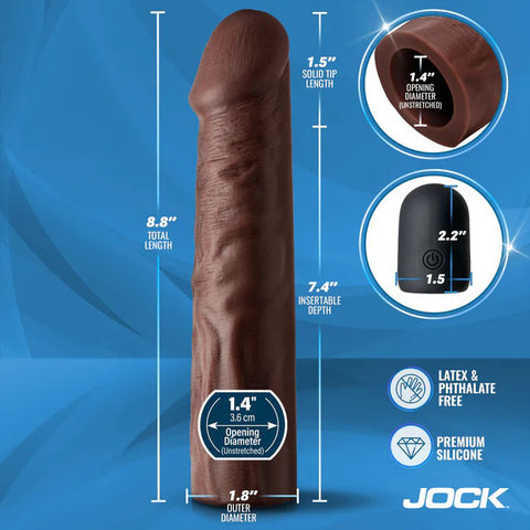 Jock Enhancers 1.5 Inch Vibrating Penis Extension with Remote Light SLEEVES